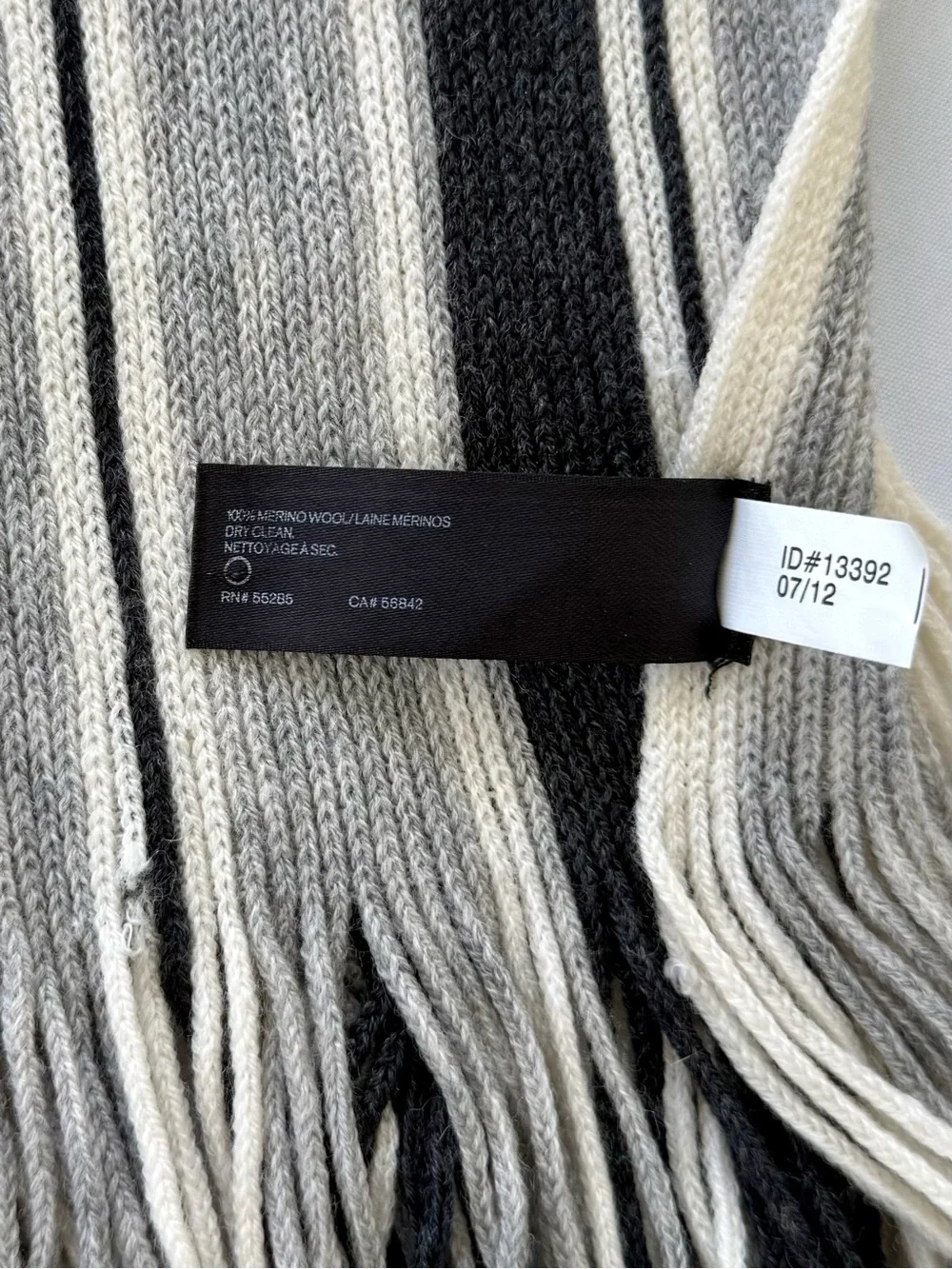 Express Striped Knit Scarf in Cream, Black & Gray